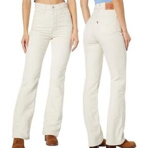 Women's Levi's Rib Cage Boot Cut Jeans Cream Corduroy 24 33" Ins 24x33 High Rise